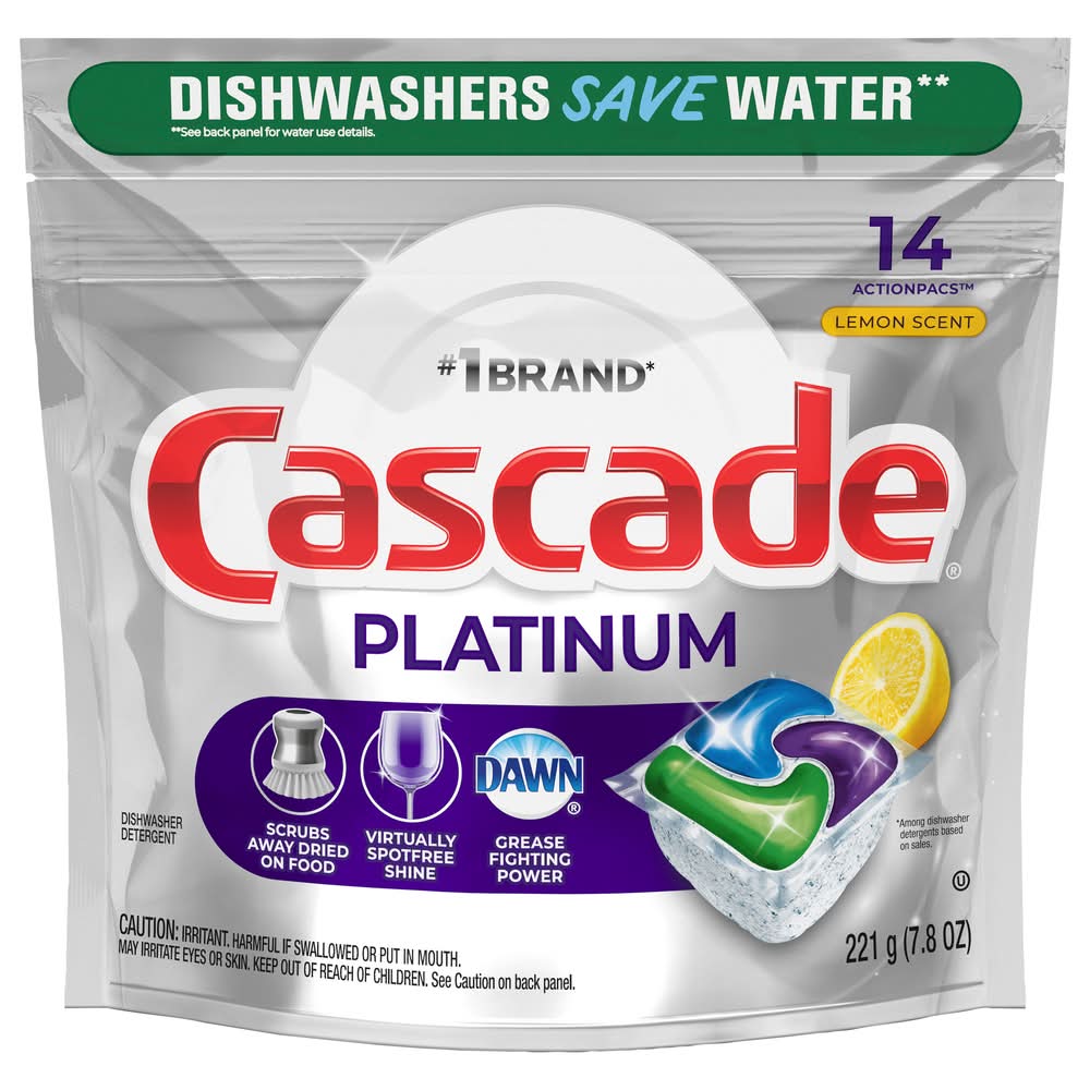 Cascade Platinum Lemon Scent Dishwasher (7.8 oz, 14 ct)