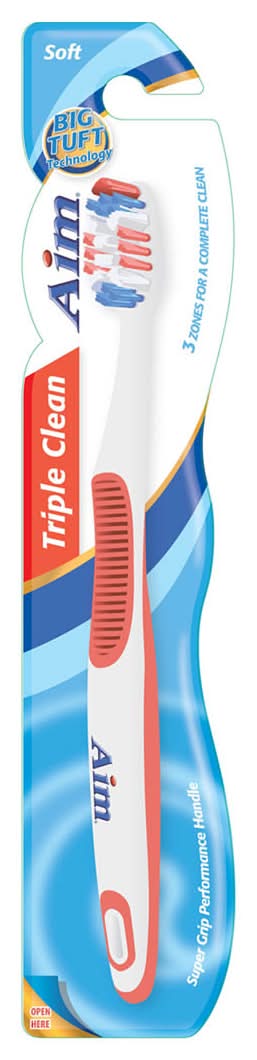 AIM Triple Clean Soft Bristle Toothbrush