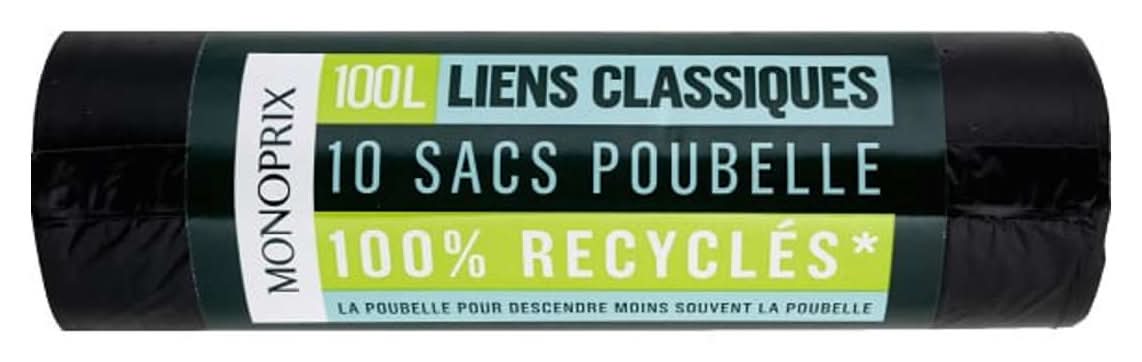 Monoprix - Sacs poubelle liens classiques, 100 L (10)