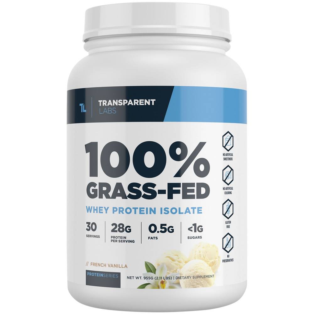 Transparent Labs Grass-Fed Whey Protein Isolate, French Vanilla (2.11 lbs)