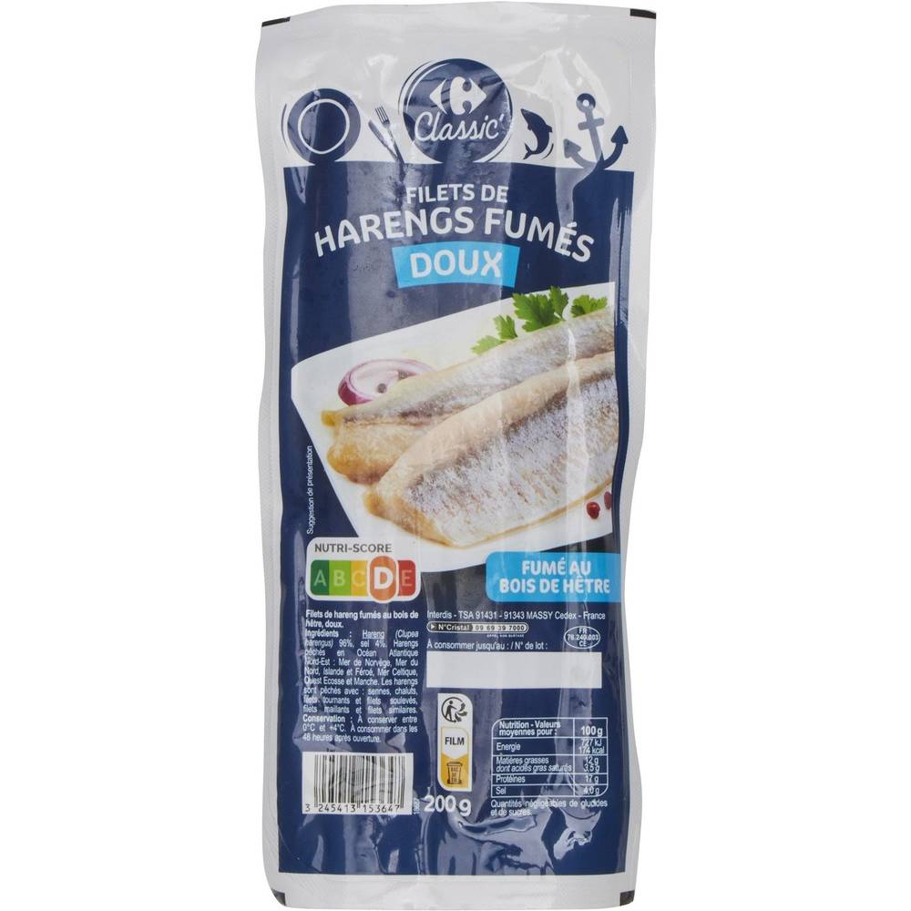 Carrefour - Filets de harengs fumés doux (200g)