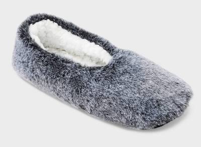 Auden Faux Fur Cozy Pull on Slipper Socks With Grippers, Women, S-M, Black