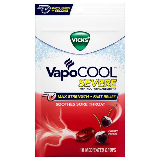 Vicks Vapocool Cherry Freeze Soothes Sore Throat Drops