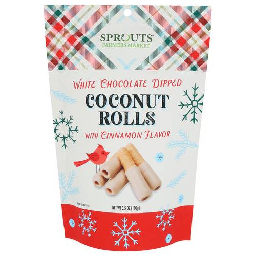 Sprouts Cinnamon White Chocolate Dipped Coconut Rolls