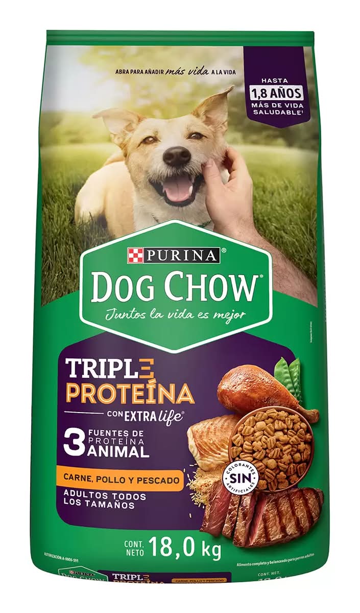 Purina · Dog chow extra life alimento seco para perro nutriplus, Adultos-Todos los Tamaños (18 kg)
