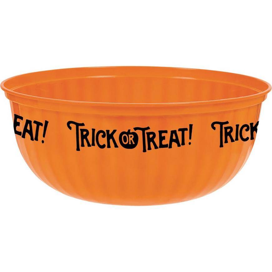 Party City Trick-Or-Treat Plastic Serving Bowl, Orange