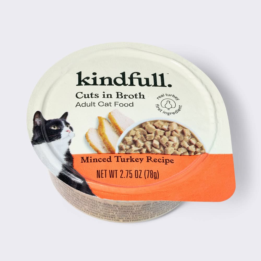 Kindfull Cuts in Broth Wet Cat Food, Minced Turkey (2.75 oz)