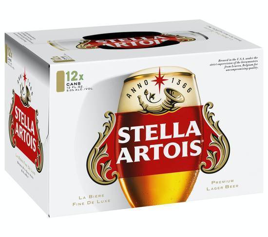 Stella Artois Premium Lager Beer Can (12X12 Fl oz)(5.0%ABV)