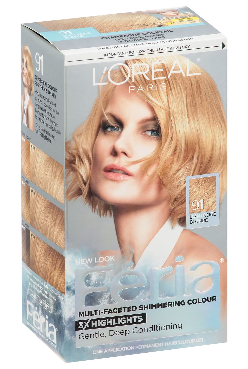 L'Oréal Feria 91 Light Beige Blonde Permanent Hair Color (8.3 oz)