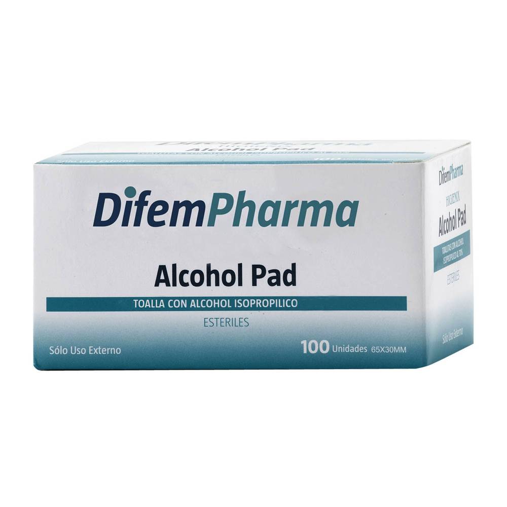 Difempharma toallitas con alcohol isopropìlico al 70% (alcohol pad) (caja 100 unidades)