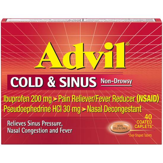 Advil Cold & Sinus Coated Caplets, Non-Drowsy - 40 ct