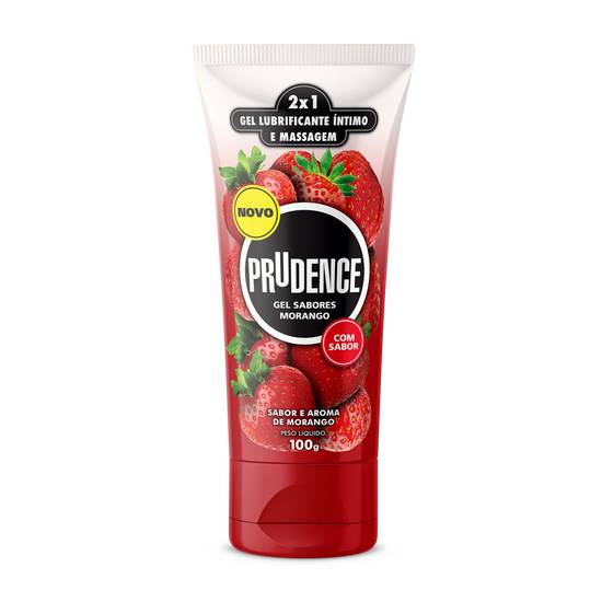 Prudence gel lubrificante íntimo e massagem sabor morango (100g)