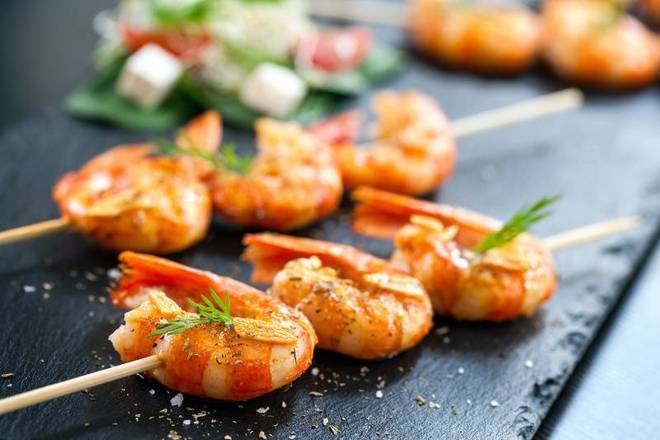 Assiette Brochette de crevettes / Shrimp Skewer plate