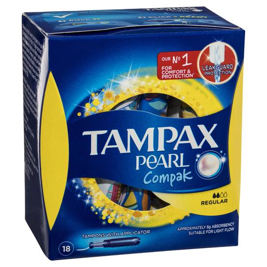 Tampax Pearl Compak Regular Tampon With Applicator 18 pack