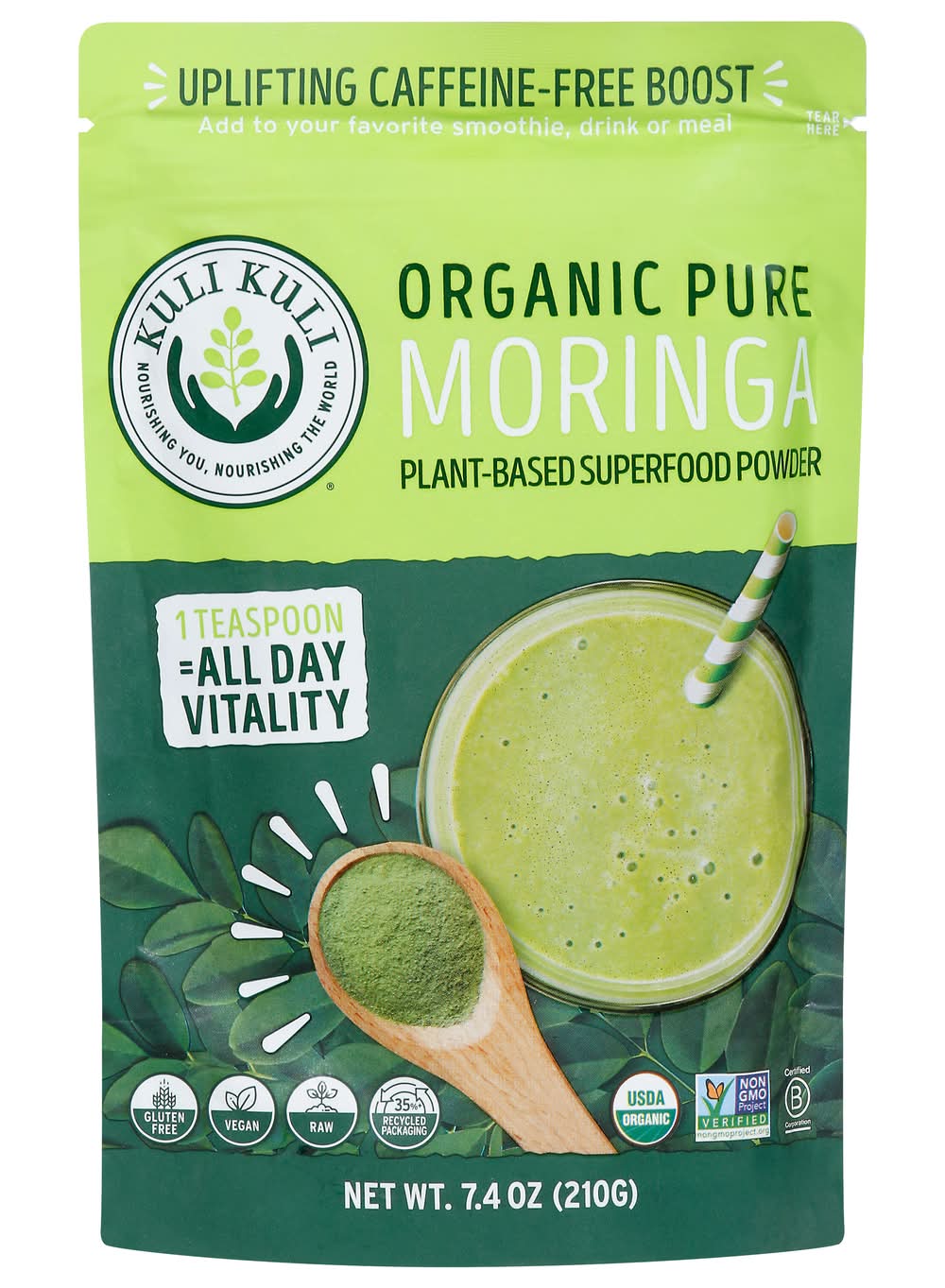 Kuli Kuli Organic Pure Moringa Plant-Based Superfood Powder (7.4 oz)