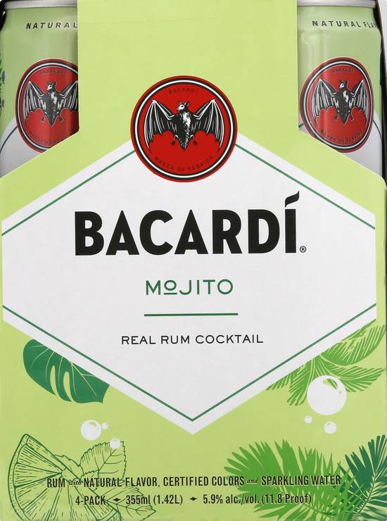 Bacardí Mojito Real Rum Cocktail (4 pack, 355ml)