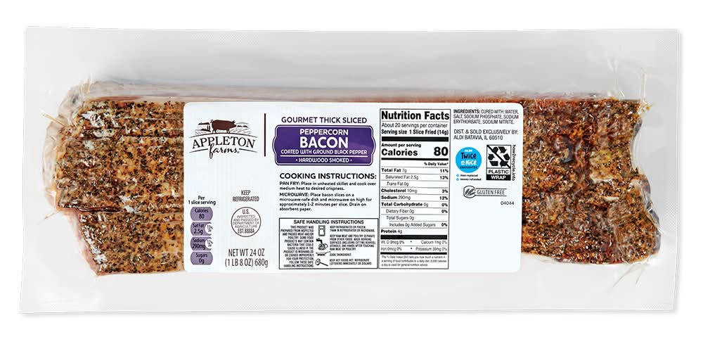 Appleton Farms Gourmet Thick Sliced Peppercorn Bacon (24 oz)