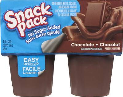 Snack pack No Sugar Added Hunts Pudding Cups (chocolate)