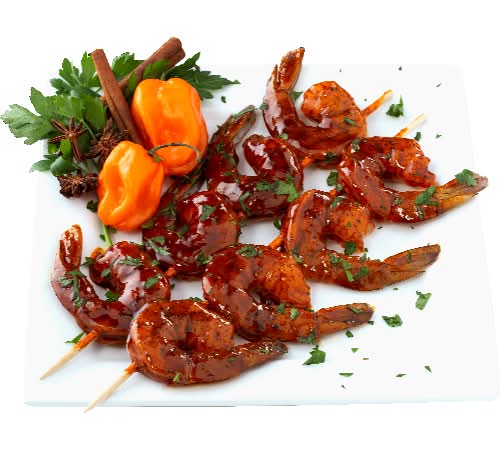 Island Jerk Colossal Peeled & Deveined Raw Shrimp Skewers