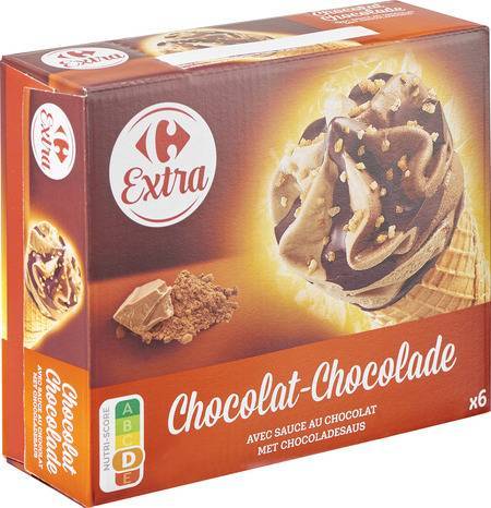 Carrefour Extra - Cornet de glace au chocolat (6 pièces)