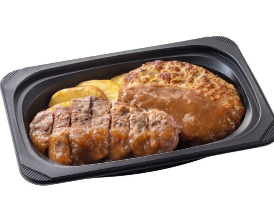 (おかず)ラウンドステーキ約120g＆ハンバーグ