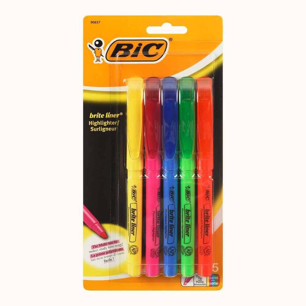 Brite liner surligneurs (5 unités) - bic briteliners fluorescent highlighter (pkg of 5)