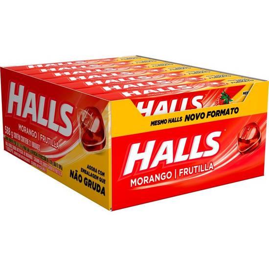 Halls bala dura drops sabor morango (21 x 28 g)