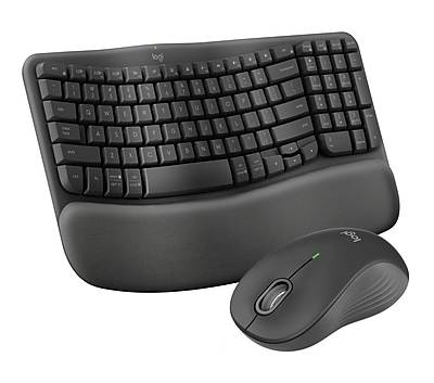 Logitech Wave Keys/Signature MK670/M550 L Wireless Ergonomic Keyboard & Optical Mouse Combo, Graphite (920-012059)