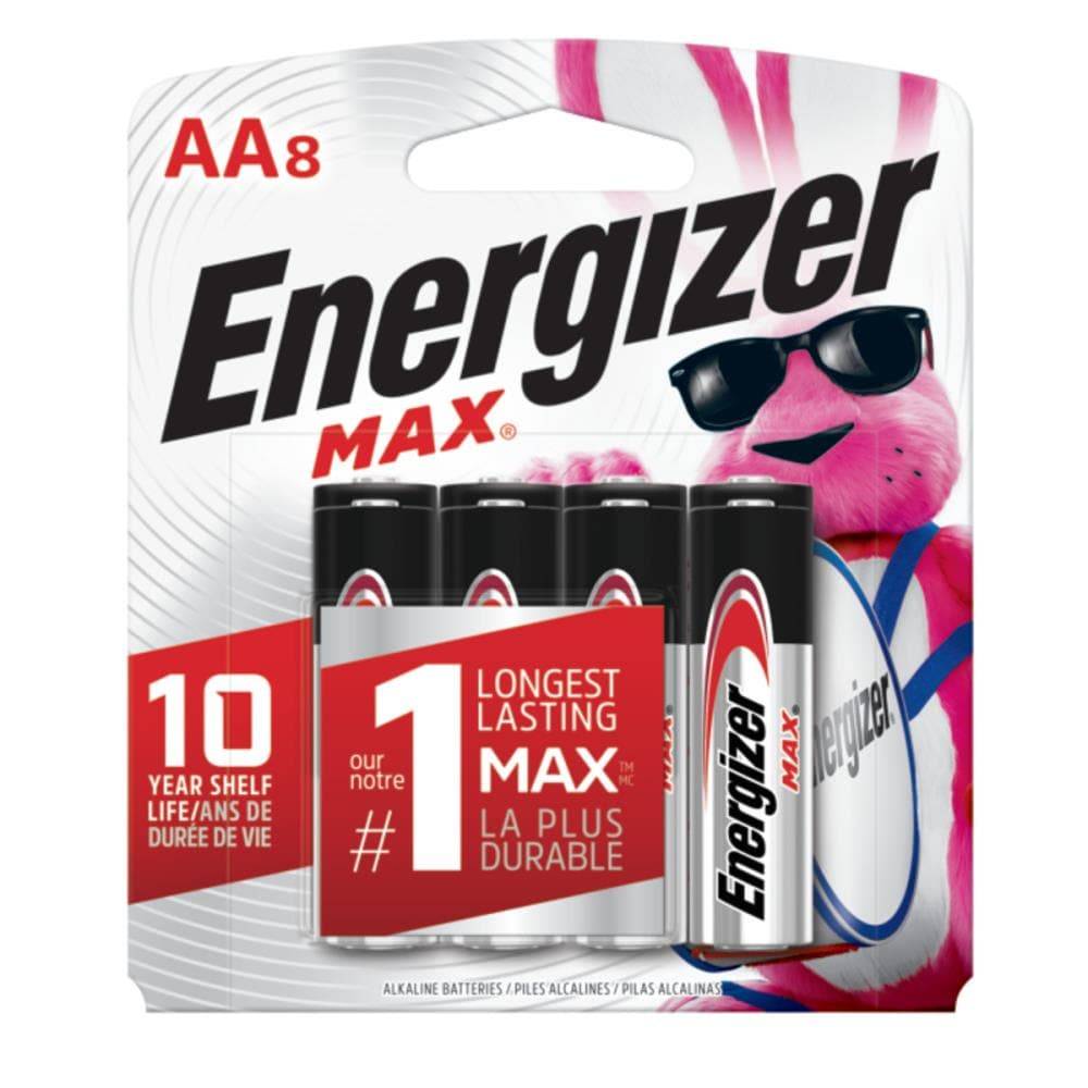 Energizer Max Alkaline AA Batteries, Double A Batteries (8-Pack) | E91MP-8