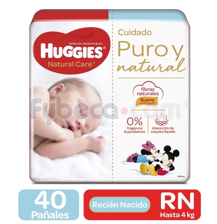 Pañales Huggies Natural Care Recien Nacido X40