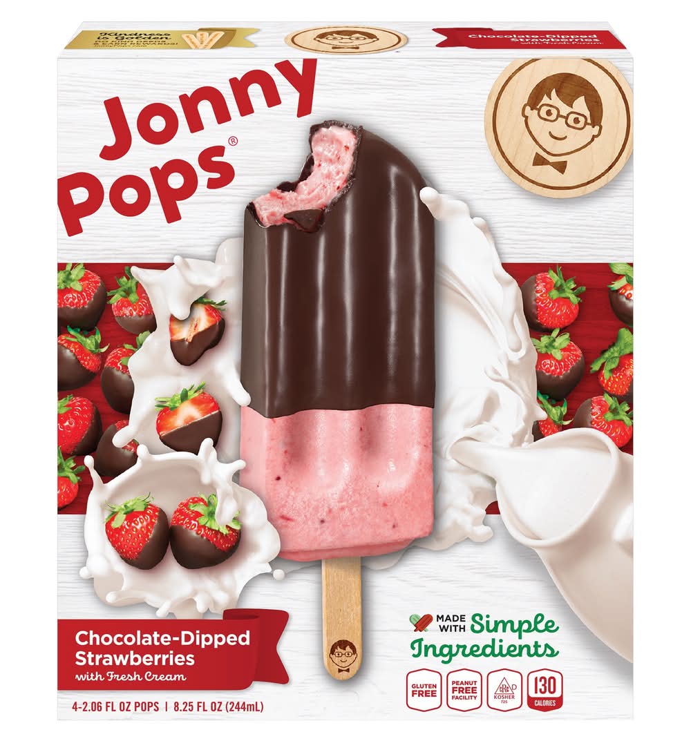 JonnyPops Chocolate Dipped Ice Pops, Strawberries (2.06 fl oz)