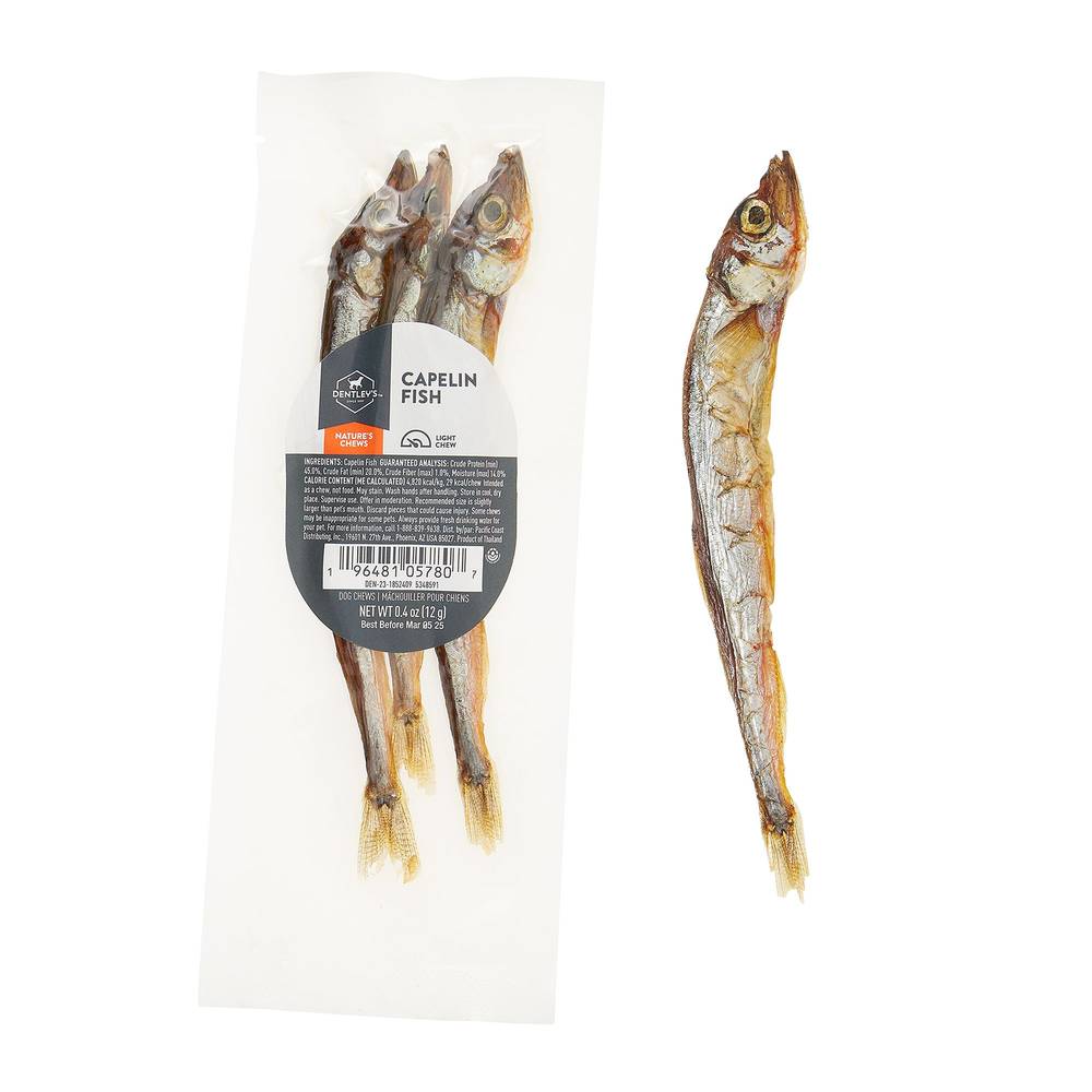 Dentley's Nature's Chews Capelin Fish Dog Chew (3 ct)