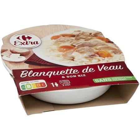 Carrefour Extra - Plat cuisiné blanquette de veau et son riz (285g)