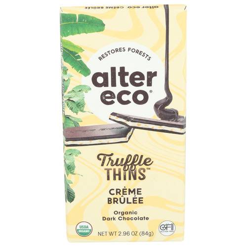 Alter Eco Organic Creme Brulee Dark Chocolate Truffle Thins Bar