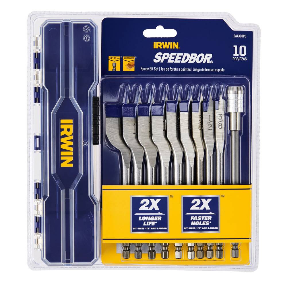 IRWIN Speedbor 10-Piece x Assorted Woodboring Spade Drill Bit Set | IWAX10PC