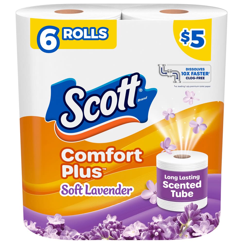 Scott Comfort Plus One Ply Long Lasting Bathroom Tissue, Lavender, 3.82x4 in (6 x 320 ct)