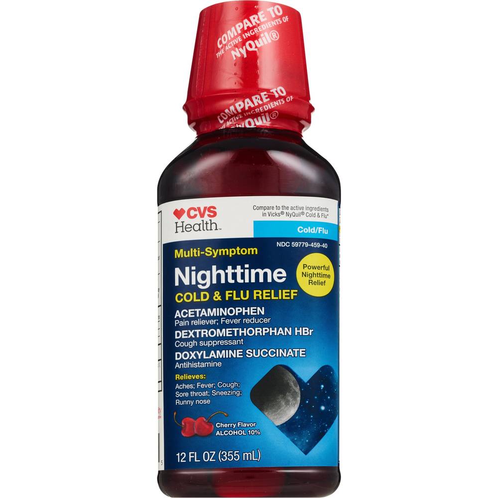 Cvs Health Multi-Symptom Nighttime Cold & Flu Relief, Cherry, 12 Oz