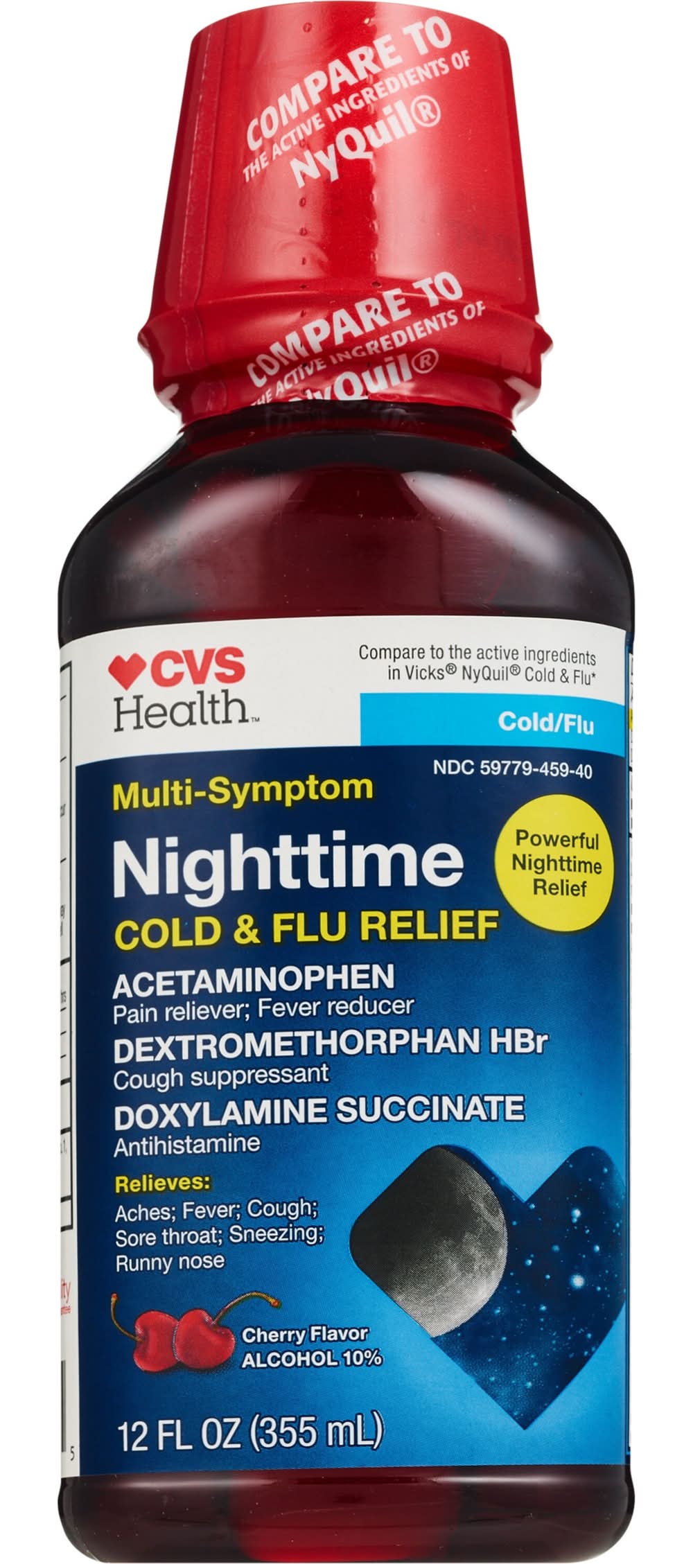 Cvs Multi-Symptom Nighttime Cold & Flu Relief, Cherry, 12 Oz