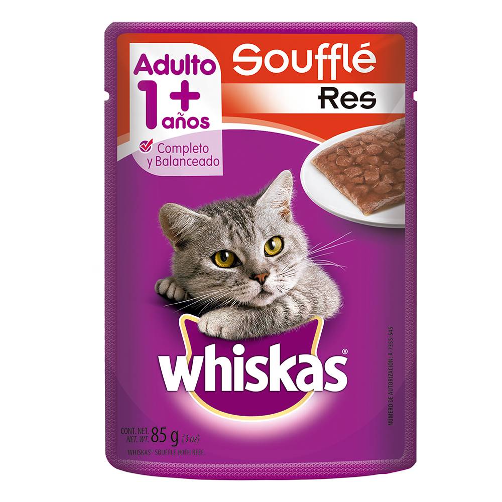 Whiskas alimento húmedo para gatos souffle res (85 g)