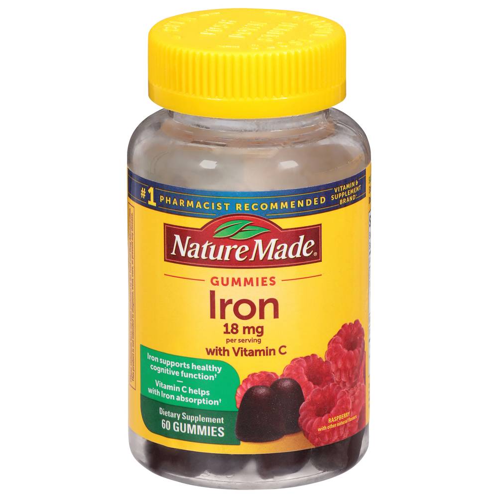 Nature Made Raspberry Iron With Vitamin C Gummies 18 mg (60 ct)