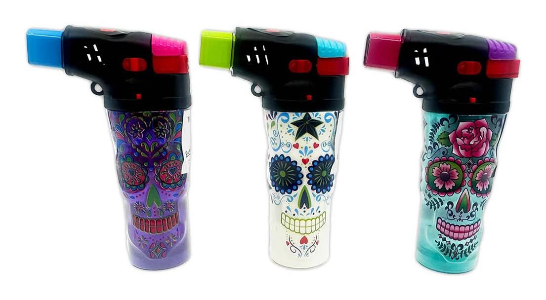 Smokezilla Molded Sugar Skull Xxl Torch Assorted