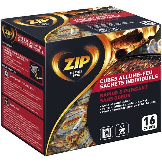 Zip allume-feux kérosène cubes individuels en sachets energy haute performance - gris, boîte de 16