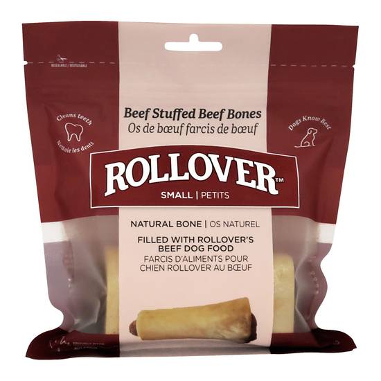 Rollover Roasted Stuffed Beef Bones Premium Dog Treats (Flavor: Beef, Color: Assorted, Size: 2 Count)