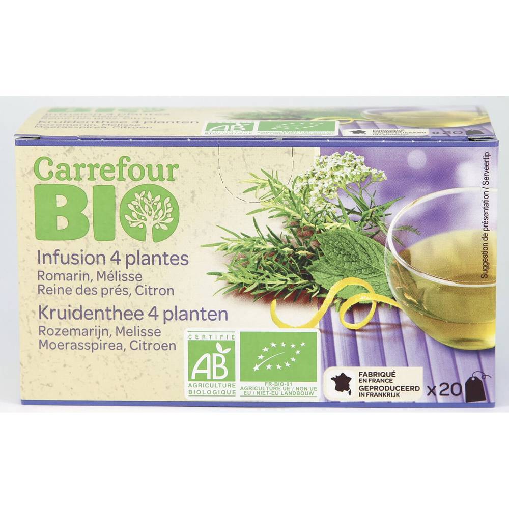 Carrefour Bio - Infusion 4 plantes (20 pièces, 30 g)