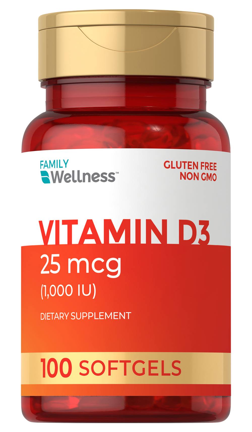 Family Wellness Vitamin D3 25 Mcg 1000 Iu Soft Gels (100 ct)