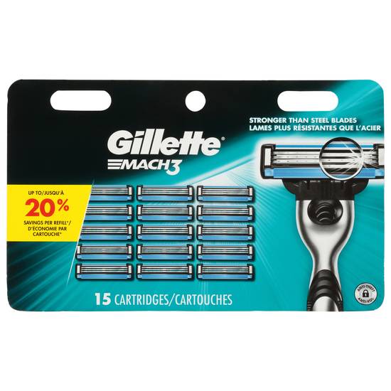 Gillette Mach3 Men's Razor Blades 15 Blade Refills