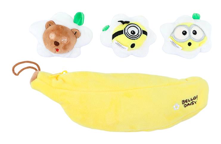 Set Peluches Para Mascotas Con Funda  Colección Daisy 99% Poliéster, 1% Eva Amarilla     3 Piezas Banana Minions