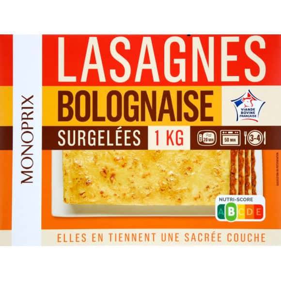 Monoprix Lasagnes Bolognaise, Surgel{Es La Barquette De 1Kg