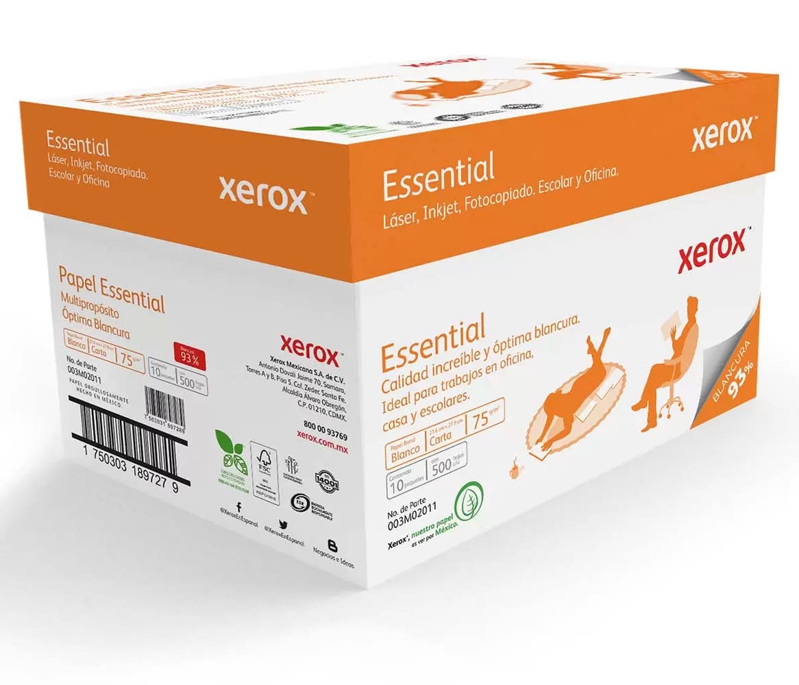 Xerox · Papel tamaño carta, 21.6 x 27.9 cm (10 x 500 un)