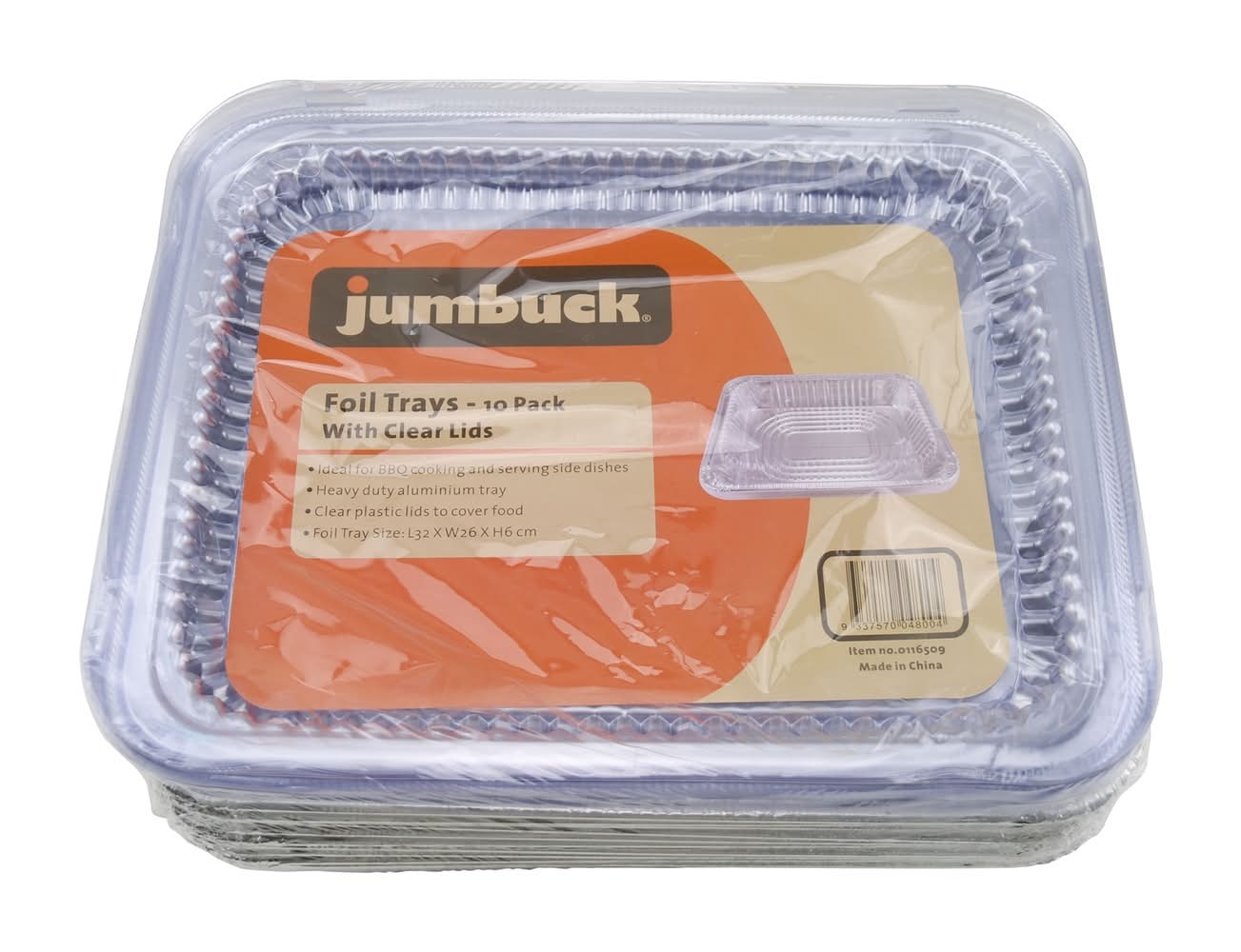Jumbuck BBQ Foil Trays With Clear Lid - 10 Pack